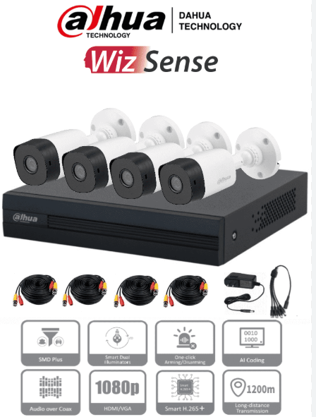 Kit de 4 Camáras Dahua Wiz Sense Con D.D 1TB